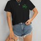 Lucky Clover Round Neck Short Sleeve T-Shirt