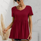 V-Neck Short Sleeve Babydoll Top