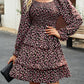 Smocked Flounce Sleeve Ruffled Dress