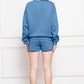 Comfy n' Cozy Round Neck Long Sleeve Sweatshirt and Drawstring Shorts Set