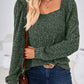 Ribbed Square Neck Long Sleeve T-Shirt