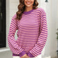 Striped Round Neck Dropped Shoulder Sweater