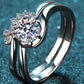 Women's Moissanite Rhodium-Plated Two-Piece Ring Set