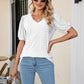 Full Size Eyelet Puff Sleeve V-Neck Top