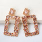 Square Shape Glass Stone Dangle Earrings
