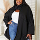 HEYSON Full Size Open Front Black Cardigan with Scarf Design