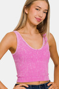 Zenana Washed Ribbed Cropped Tank - Brand Zenana *