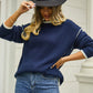 Hannah&Mea Round Neck Long Sleeve Waffle-Knit Sweater
