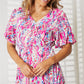 Double Take Hot Pink Multicolored V-Neck Maxi Dress