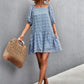 Women's Swiss Dot Square Neck Half Balloon Sleeve Dress