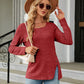 Full Size Square Neck Long Sleeve Slit T-Shirt