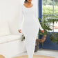 Round Neck Long Sleeve Maxi Wrap Dress