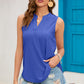 Eyelet Notched Sleeveless Top