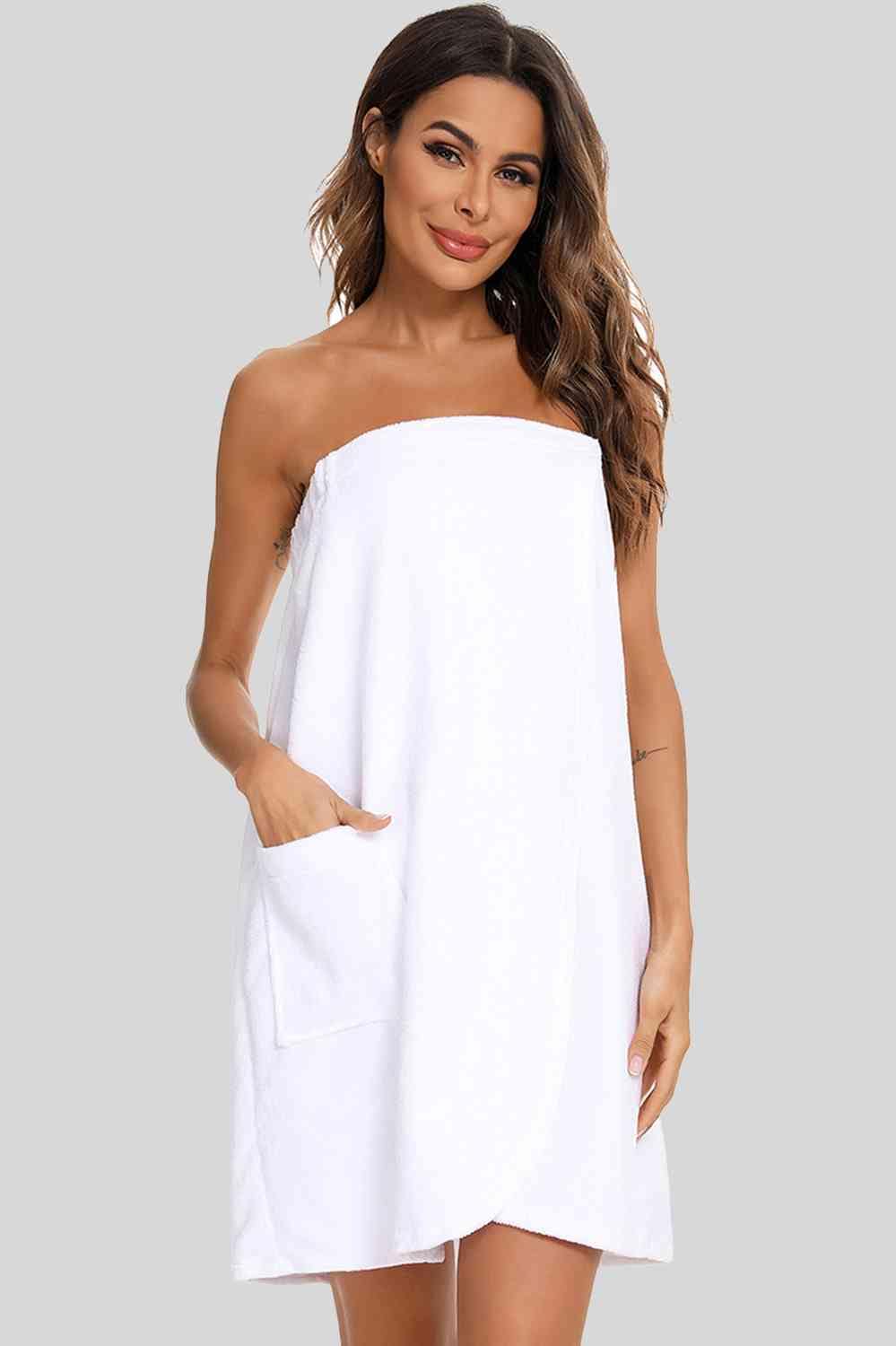 Full Size Strapless Robe with pocket