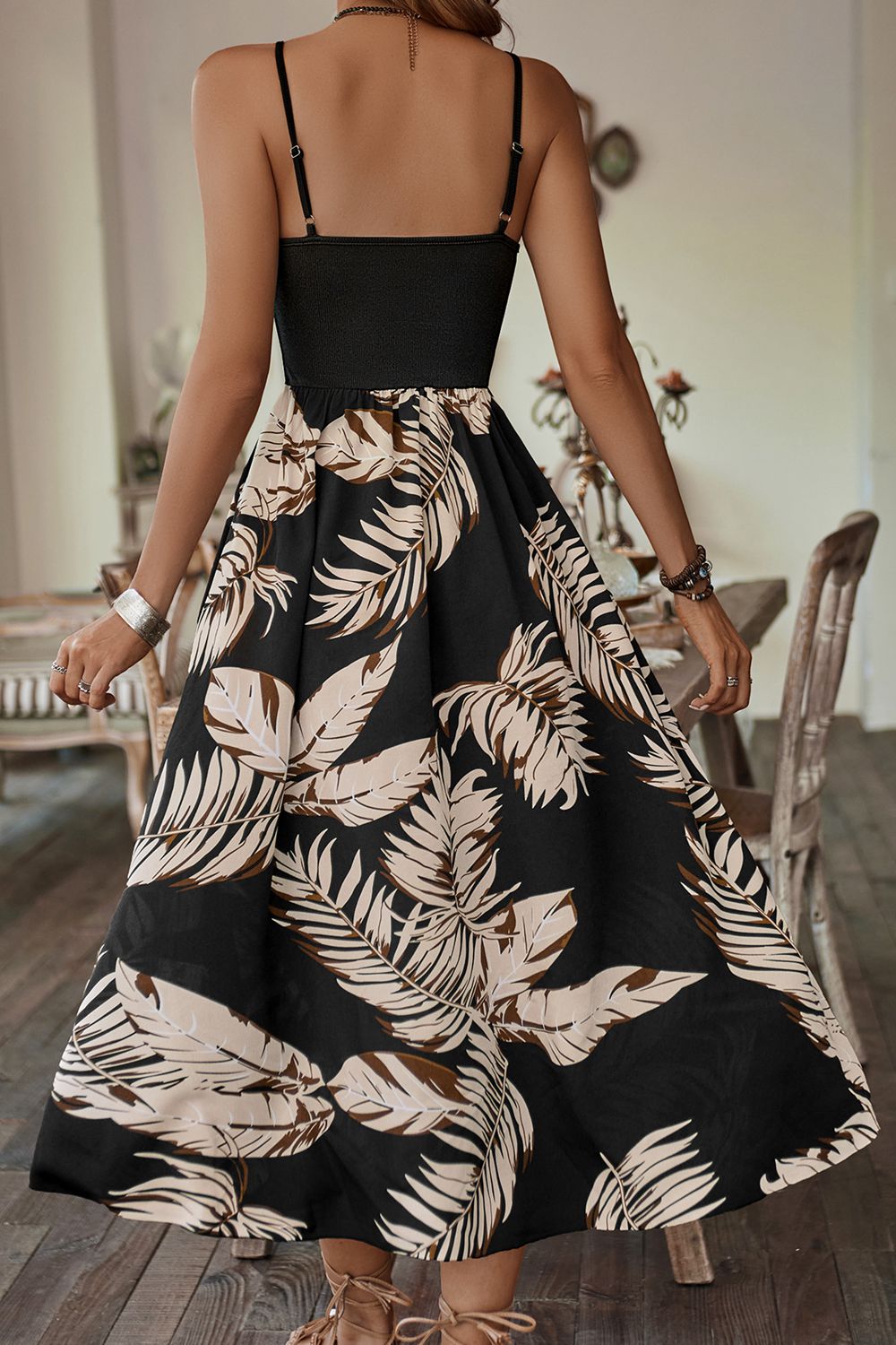 BelonkaDani Printed Sleeveless Scoop Neck Slit Dress