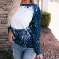 Women's Full Size Contrast Splash Drop Shoulder Sweatshirt