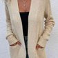 Open Front Rib-Knit Cardigan with Pockets