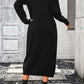 Decorative Button Notched Dropped Shoulder Sweater Dress
