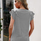 Ruffled Round Neck Cap Sleeve T-Shirt