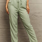 Light Green Tie Waist Long Pants