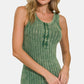 Zenana Washed Ribbed Half Snap Henry Tank - Brand Zenana