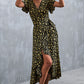 Full Size Floral Surplice Neck Tied Midi Dress