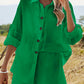H.H.J. Texture Button Up Shirt and Shorts Set