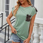 Leopard Round Neck Cap Sleeve T-Shirt