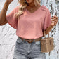 Swiss Dot Shoulder Detail V-Neck Blouse