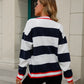 Color Block V-Neck Long Sleeve Cardigan