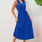 Surplice Sleeveless Midi Pleated Dress