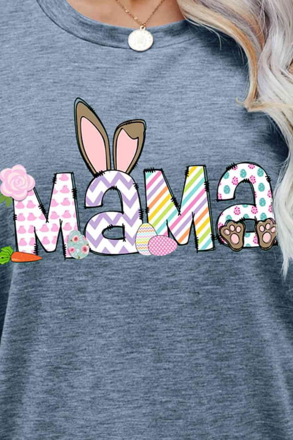 Seasonal Easter MAMA Graphic Round Neck T-Shirt