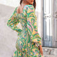 Abstract Print Square Neck Smocked Dress