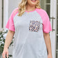 Plus Size Striped Leopard Round Neck T-Shirt