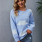 Color Block Round Neck Dropped Shoulder Sweater