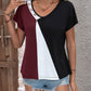 Women's Bryony Color Block Decorative Button V-Neck Tee