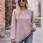 Long Flounce Sleeve Round Neck Blouse
