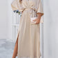 Slit Tied V-Neck Three-Quarter Sleeve Dress