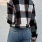 Plaid Button Up Drop Shoulder Cropped Jacket