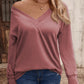 Full Size V-Neck Long Sleeve Top