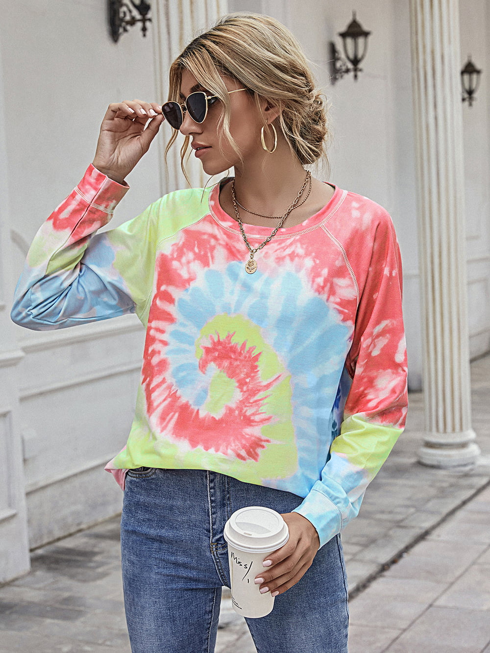 Beauteous Full Size Printed Round Neck Raglan Sleeve Tee