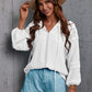 Crochet Tassel Tie Neck Long Sleeve Blouse