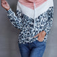 Leopard Color Block Drawstring Sweatshirt