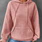 Full Size Textured Drawstring Drop Shoulder Hoodie