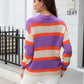 Color Block Round Neck Dropped Shoulder Sweater