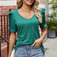 Round Neck Ruffle Trim Short Sleeve T-Shirt