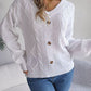 SophisticatedChic Cable-Knit Buttoned V-Neck Sweater