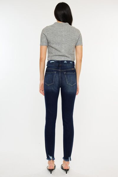 Kancan Full Size Cat's Whiskers Raw Hem High Waist Jeans *
