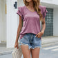 Full Size V-Neck Flutter Sleeve T-Shirt