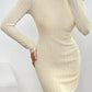 Larissa Bea Ribbed Turtleneck Cold Shoulder Long Sleeve Mini Dress